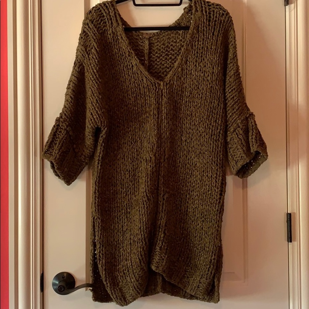 Long brown knit sweater